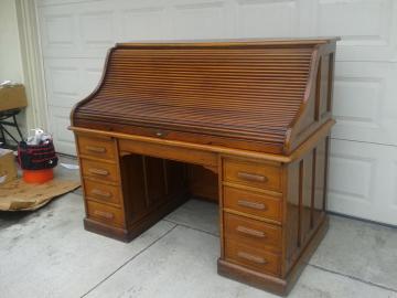 British Oak Roll Top Desk
