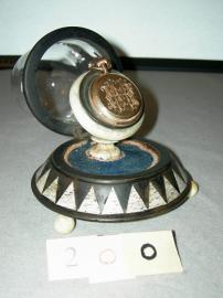 Whalebone and Island Hardwood Pocket Watch Stand with Glass Dome