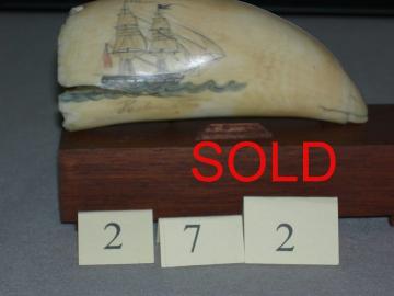 Scrimshaw Whale Tooth, American Brig HELEN