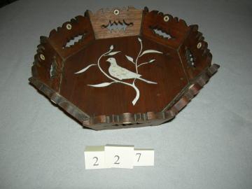 American Walnut Sewing Basket with Whale Bone Inlays