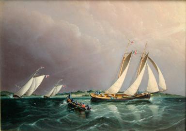 Schooner Yacht COLUMBIA Racing Off Portsmouth