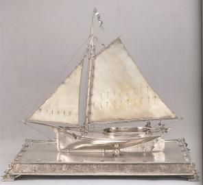 Silver Plated Model of a Sandbagger Yacht
Circa 1890