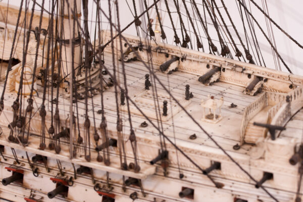 Extremely Large Napoleonic Prisoner of War Bone Model of the H.M.S. CALEDONIA - Image 13