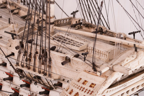 Extremely Large Napoleonic Prisoner of War Bone Model of the H.M.S. CALEDONIA - Image 12