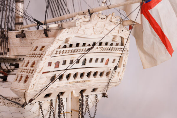 Extremely Large Napoleonic Prisoner of War Bone Model of the H.M.S. CALEDONIA - Image 7