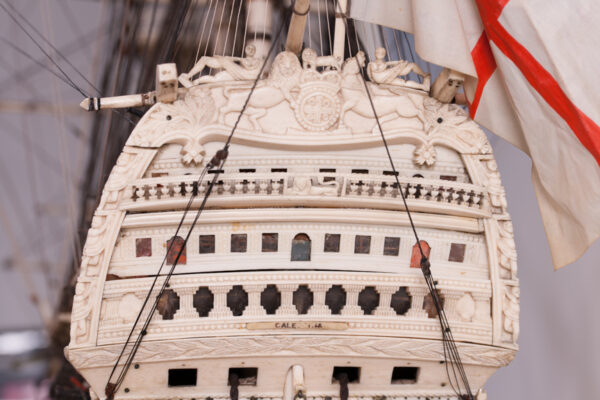 Extremely Large Napoleonic Prisoner of War Bone Model of the H.M.S. CALEDONIA - Image 8