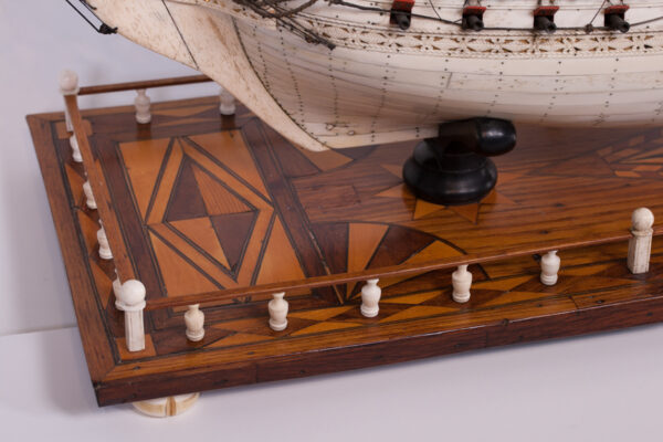 Extremely Large Napoleonic Prisoner of War Bone Model of the H.M.S. CALEDONIA - Image 10