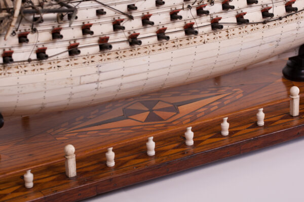 Extremely Large Napoleonic Prisoner of War Bone Model of the H.M.S. CALEDONIA - Image 6
