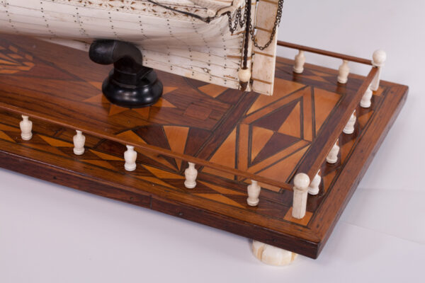 Extremely Large Napoleonic Prisoner of War Bone Model of the H.M.S. CALEDONIA - Image 5
