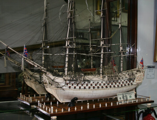 Extremely Large Napoleonic Prisoner of War Bone Model of the H.M.S. CALEDONIA - Image 4
