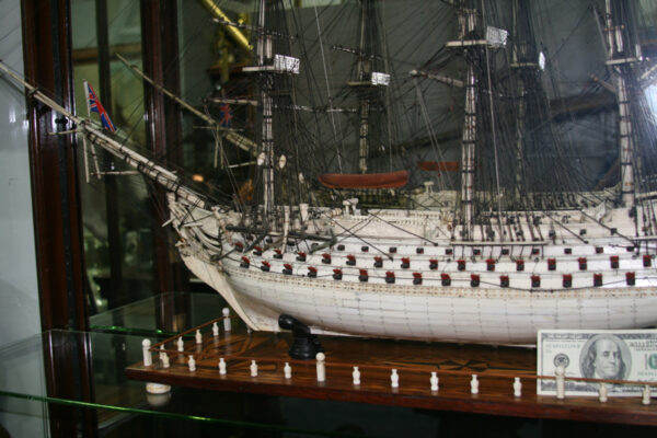 Extremely Large Napoleonic Prisoner of War Bone Model of the H.M.S. CALEDONIA - Image 3