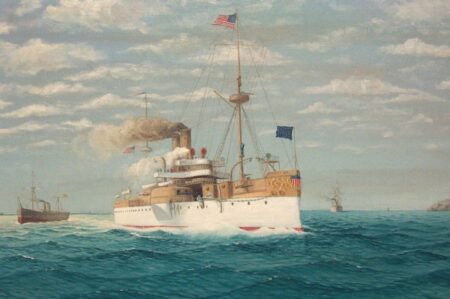 U.S.S. MAINE Entering Havana Harbor and U.S. Fleet at San Juan