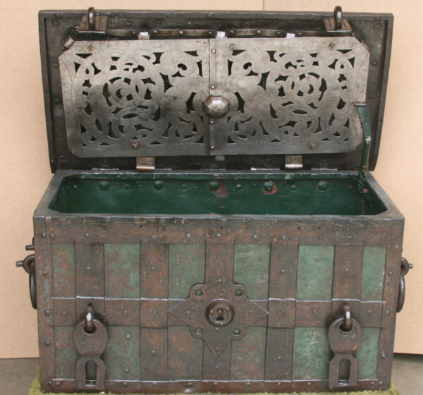 Large Iron Armada Chest, 17th Century Strong Box - Image 11