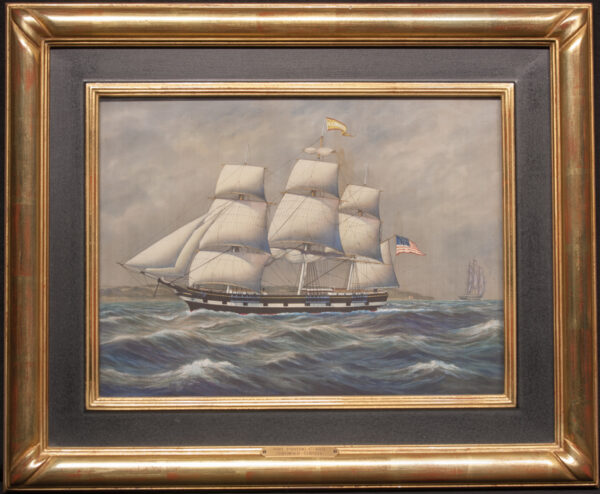 Painting on Silk of the American Ship CORNELL - Image 2