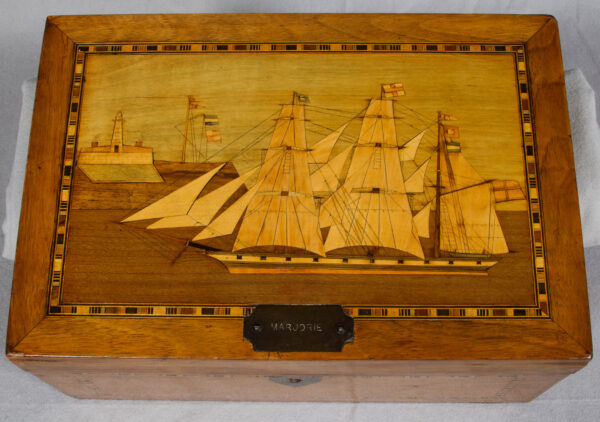 Trinity Sewing Box with Three Masted Ship