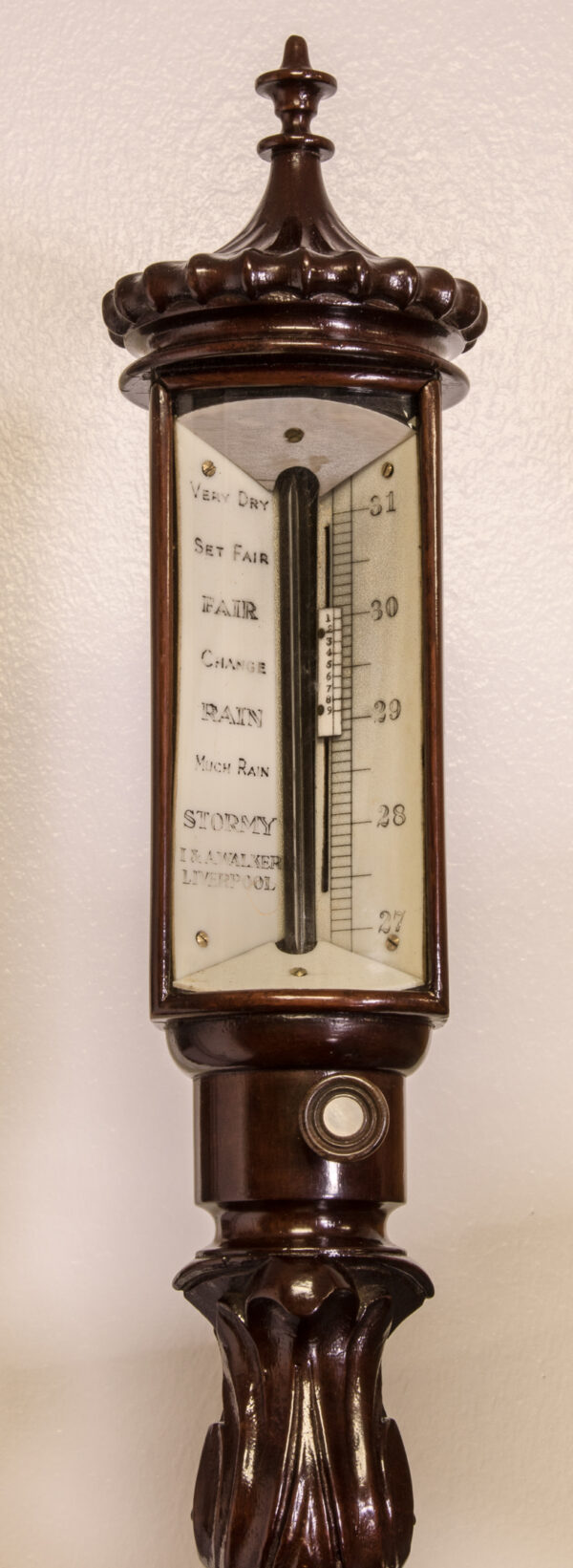 Fine Carved Mahogany and Brass Gimballed Marine Barometer - Image 7