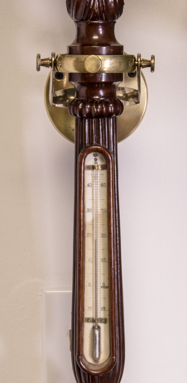Fine Carved Mahogany and Brass Gimballed Marine Barometer - Image 6