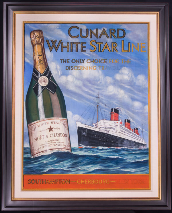 Cunard-White Star Lines R.M.S. QUEEN MARY and Moet Chandon Original Advertising Art - Image 6
