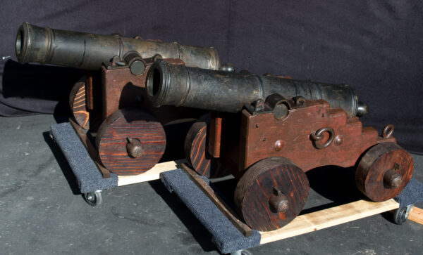 Pair of Bronze Cannons on Period Naval Carriages - Image 3