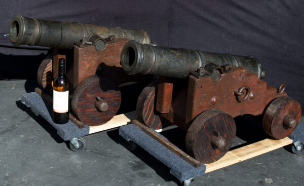 Pair of Bronze Cannons on Period Naval Carriages - Image 2