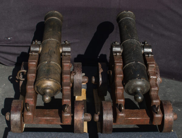 Pair of Bronze Cannons on Period Naval Carriages - Image 9