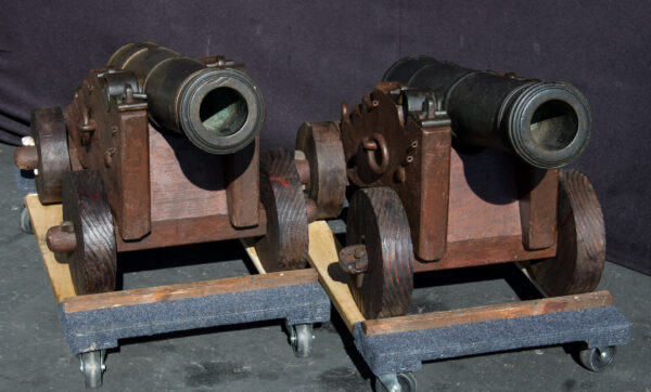 Pair of Bronze Cannons on Period Naval Carriages - Image 6