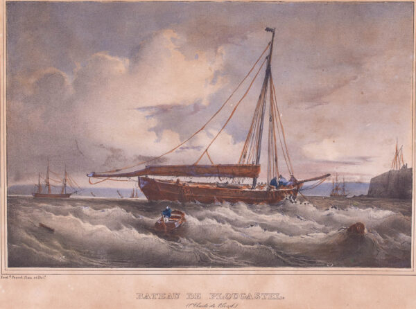 Period Colored Lithograph Bateau de Plougastel - Image 2
