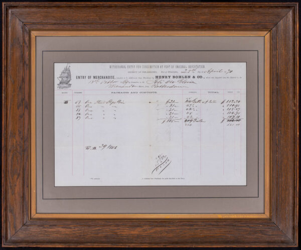 American Ship's Customs Entry Bohlen & Co