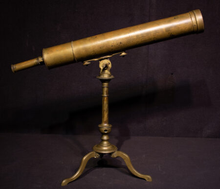 Early Dollond Brass Library Tripod Telescope with Very Unusual Adjustment