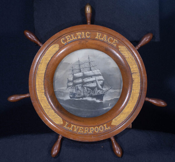 Celtic Race Liverpool Painting Photo in Period Ships Wheel Frame