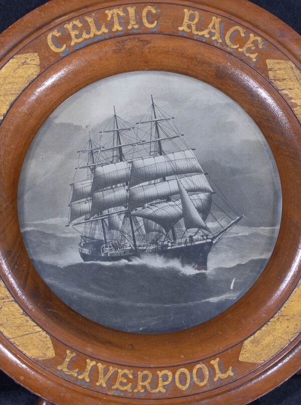 Celtic Race Liverpool Painting Photo in Period Ships Wheel Frame - Image 4