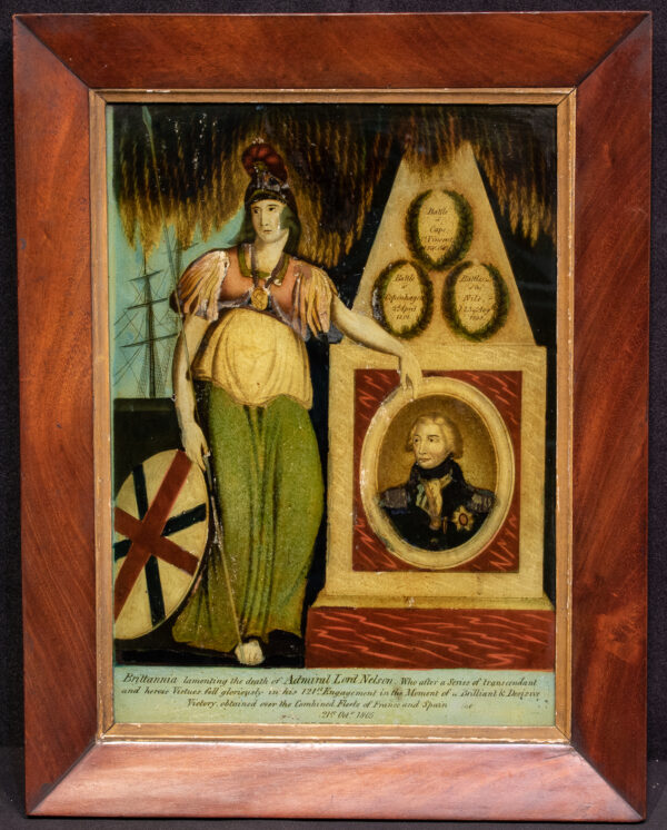 Admiral Lord Nelson Memorial Mezzotint on Glass