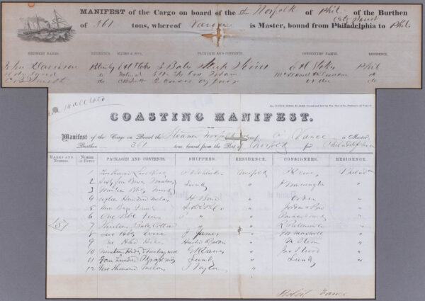 Ship's Manifest from the NORFOLK - Image 2