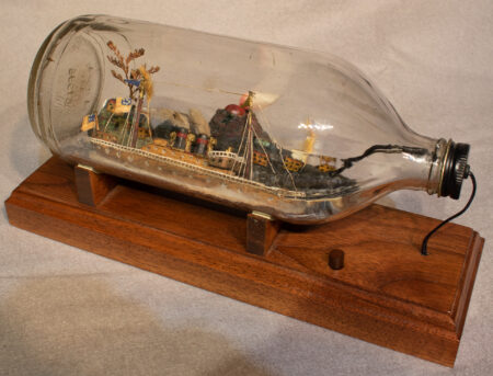American Steamship in Bottle with Light