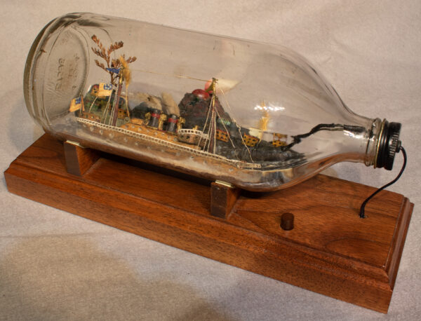 American Steamship in Bottle with Light