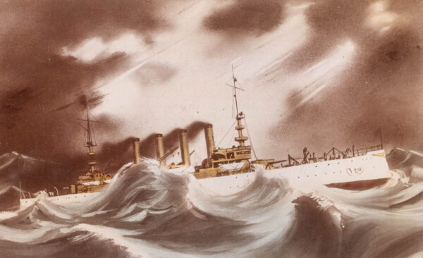 Four Stack Steam US Navy Vessel Period Photograph - Image 2