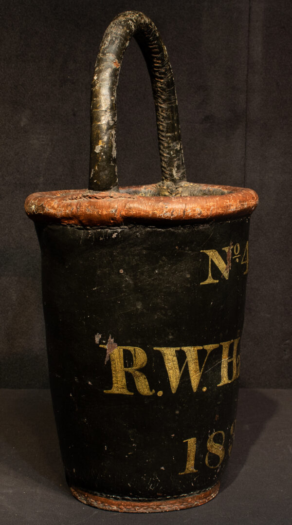 Firemans Leather Bucket Marked No. 4, R.W. Hammett - Image 5