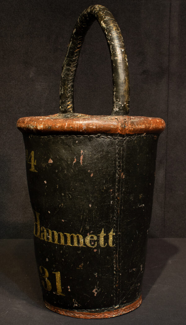 Firemans Leather Bucket Marked No. 4, R.W. Hammett - Image 4