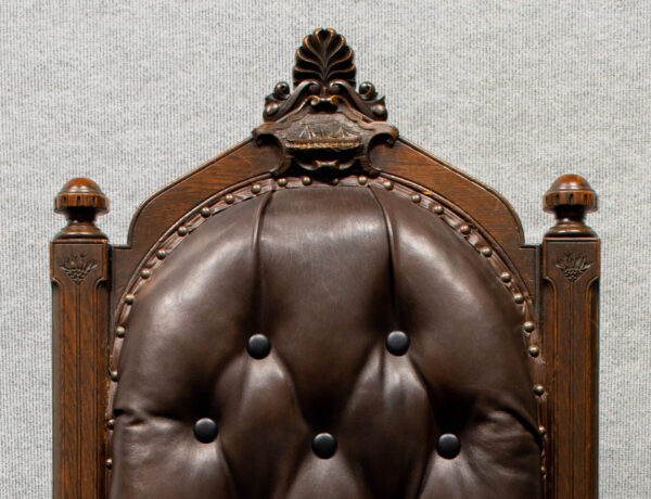 British Oak Captain's Chair with His Carved Steam-Sail Ship - Image 7