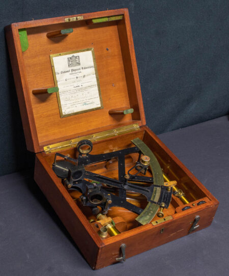 Cased T-Frame Quintant with Gold Scale by Cary of London