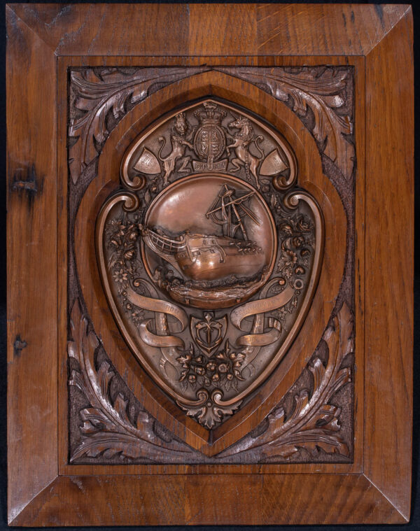 Plaque Made from Wood and Copper from HMS FOUDROYANT
