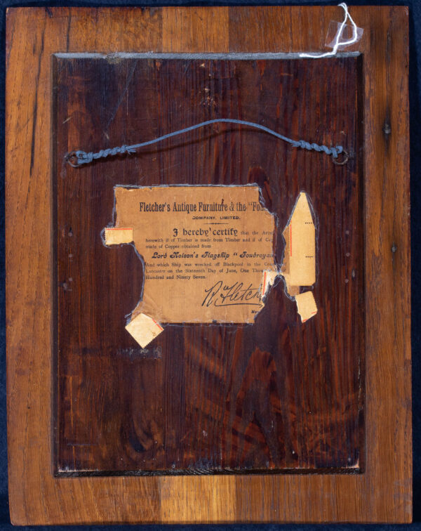 Plaque Made from Wood and Copper from HMS FOUDROYANT - Image 3
