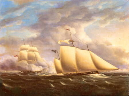 French Pirates Engage a Royal Naval Brig off Dover