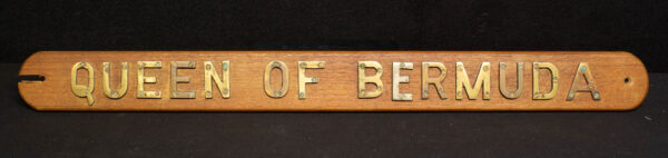 Name Plaque from the 1932 Liner QUEEN OF BERMUDA