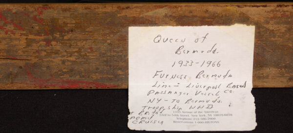 Name Plaque from the 1932 Liner QUEEN OF BERMUDA - Image 2