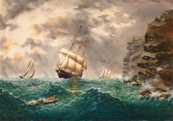 Full Rigged Ship POCAHONTAS Off Portland, Maine