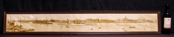 Period 1920s Panoramic Sepia Photo of Shanghai Waterfront