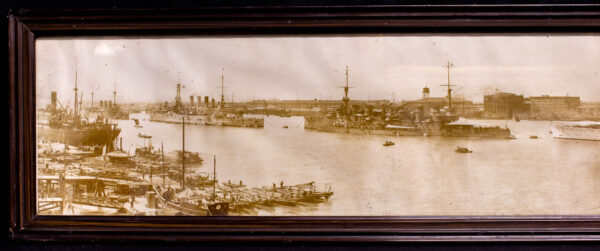 Period 1920s Panoramic Sepia Photo of Shanghai Waterfront - Image 7