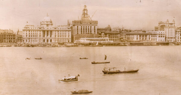 Period 1920s Panoramic Sepia Photo of Shanghai Waterfront - Image 2