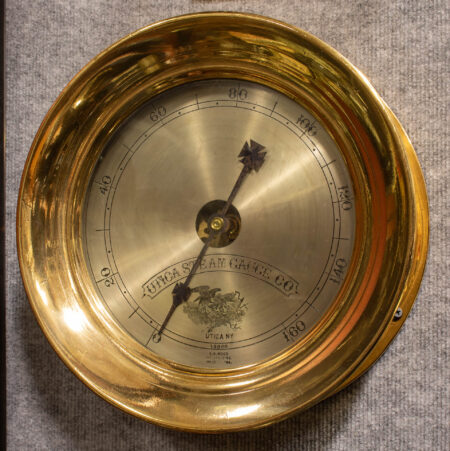Large American Brass Steam Gauge